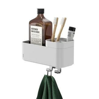 Tiger 2-Store Επιτοίχιο Ράφι Με Θήκες Και Κρεμάστρες 25cm White 800375