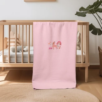 Κουβέρτα Πικέ Αγκαλιάς 80x110 Adam Home Unicorn Pink