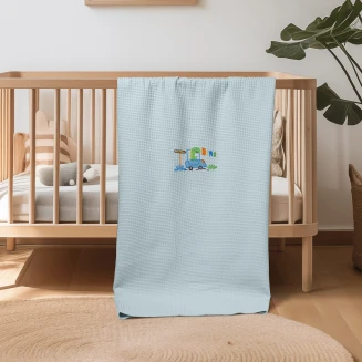 Κουβέρτα Πικέ Κούνιας 110x140 Adam Home Dino Blue