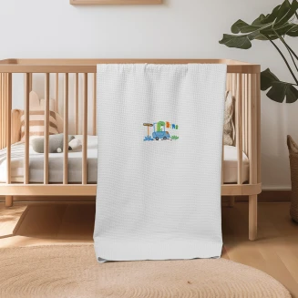 Κουβέρτα Πικέ Κούνιας 110x140 Adam Home Dino White