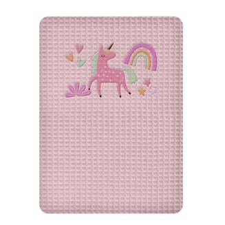 Κουβέρτα Πικέ Κούνιας 110x140 Adam Home Unicorn Opal Rose