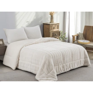 Κουβερτοπάπλωμα Γούνα-Flannel Υπέρδιπλο 220x240 Adam Home 920 White