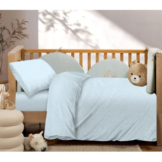 Σεντόνια Σετ Βρεφικά Κούνιας Με Λάστιχο 75x145 Astron Italy Paradise Blue