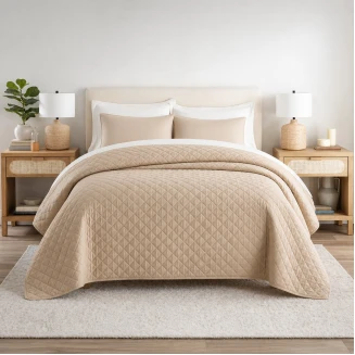 Κουβερλί Υπέρδιπλο 220x240 Ξενοδοχείου 100% Cοtton Astron Italy Beige