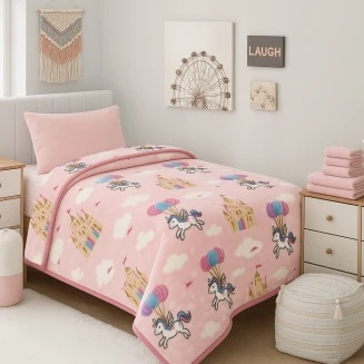 Κουβέρτα Βελουτέ Παιδική Μονή 150x220 Astron Italy Unicorn Fly