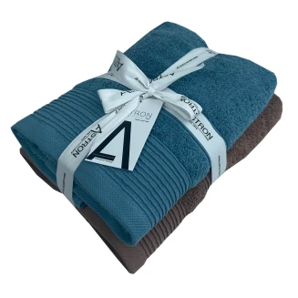 Πετσέτες Προσώπου Σετ 2 Τεμαχίων Astron Italy Petrol Cigar