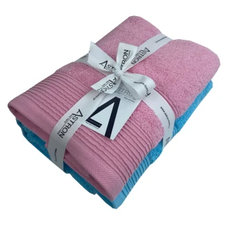 Πετσέτες Προσώπου Σετ 2 Τεμαχίων Astron Italy Pink Turquoise