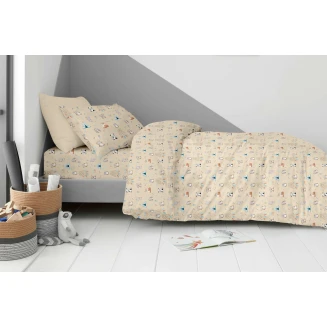 Κουβερλί Σετ Μονό 160×250 Astron Italy Παιδικό Με Σεντόνι Και 1 Μαξιλαροθήκη Boho Animals