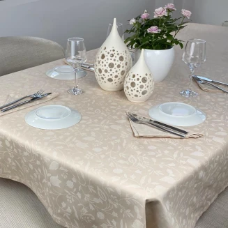 Τραπεζομάντηλο Σετ 13 Τεμαχίων 140x280 Με 12 Πετσέτες Astron Italy Beige