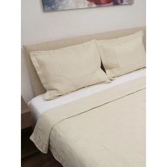 Κουβερλί Σετ Υπέρδιπλο (220x240) Sunshine Percale Κεντητό Beige