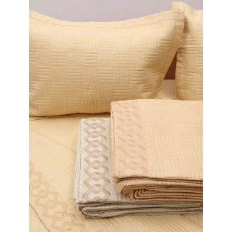 Κουβερλί Σετ Υπέρδιπλο (220x240) Sunshine Percale Κεντητό Beige