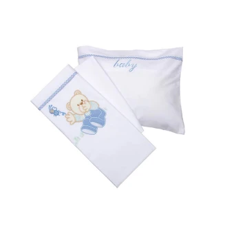Σεντόνια Σετ Κεντητά Κούνιας 120x180 Sunshine Bear 04 Blue
