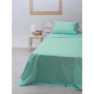 Σεντόνια Σετ Μονό 165x270 Sunshine cotton feelings 22 Aqua