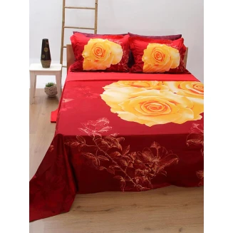 Σετ Παπλωματοθήκη Satin Εμπριμέ 300 Υπέρδιπλη (230x250) Sunshine