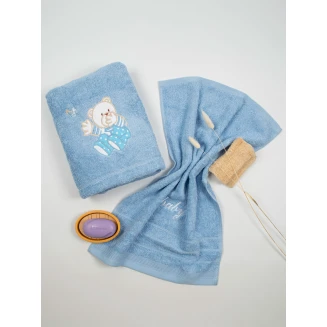 Πετσέτες Σετ Κεντητές 2 Τεμαχίων Sunshine Bear 4 Blue-Blue
