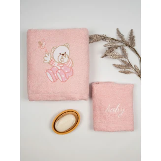Πετσέτες Σετ Κεντητές 2 Τεμαχίων Sunshine Bear 4 Pink-Pink
