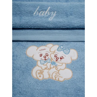 Πετσέτες Σετ Κεντητές 2 Τεμαχίων Sunshine Couple 6 Blue-Blue