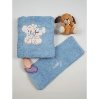 Πετσέτες Σετ Κεντητές 2 Τεμαχίων Sunshine Couple 6 Blue-Blue