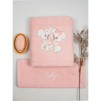 Πετσέτες Σετ Κεντητές 2 Τεμαχίων Sunshine Couple 6 Pink-Pink