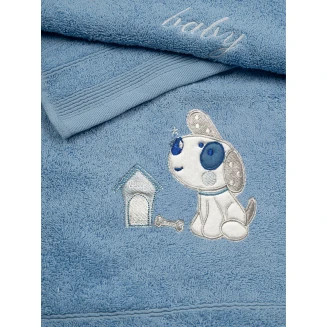 Πετσέτες Σετ Κεντητές 2 Τεμαχίων Sunshine Dog 7 Blue-Blue