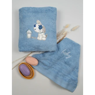 Πετσέτες Σετ Κεντητές 2 Τεμαχίων Sunshine Dog 7 Blue-Blue