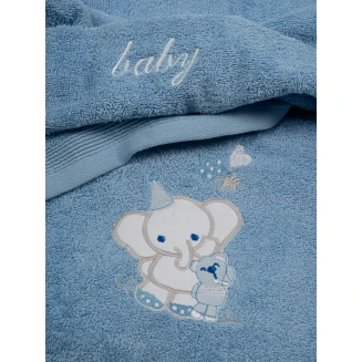Πετσέτες Σετ Κεντητές 2 Τεμαχίων Sunshine Elephant 3 Blue-Blue