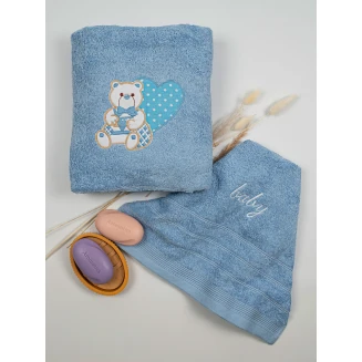 Πετσέτες Σετ Κεντητές 2 Τεμαχίων Sunshine Heart 10 Blue-Blue