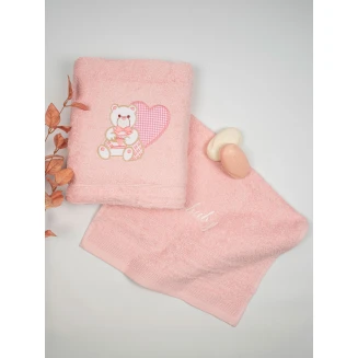 Πετσέτες Σετ Κεντητές 2 Τεμαχίων Sunshine Heart 10 Pink-Pink