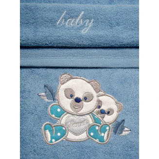 Πετσέτες Σετ Κεντητές 2 Τεμαχίων Sunshine Panda 2 Blue-Blue