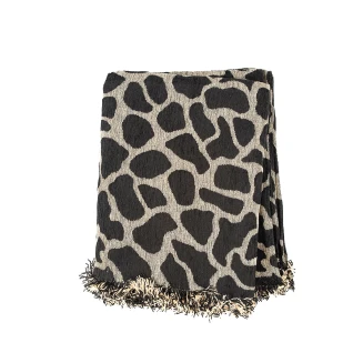Ριχτάρι Σενίλ Ζακάρ Cow Black Τετραθέσιο 180x340 Sunshine