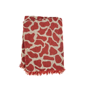 Ριχτάρι Σενίλ Ζακάρ Cow Red Τετραθέσιο 180x340 Sunshine