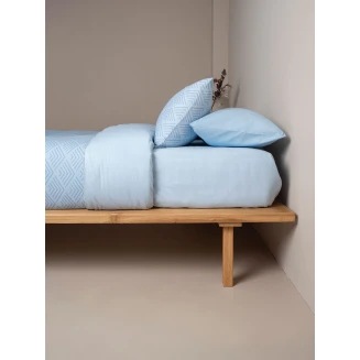 Σετ Σεντόνια Cotton Feelings 2048 Blue Διπλό με λάστιχο (150x205+30) Sunshine