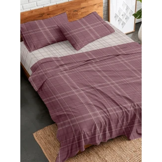 Σετ Σεντόνια Flannel 2066 Bordeaux Υπέρδιπλο Με Λάστιχο (170X205+30) Sunshine