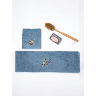 Πετσέτες Σετ Κεντητές 2 Τεμαχίων Sunshine Fluffy Blue