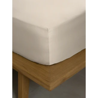 Κατωσέντονο Βαμβακοσατέν Omnia με λάστιχο Beige Διπλό (160x200+40) Sunshine