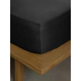 Κατωσέντονο Βαμβακοσατέν Omnia με λάστιχο Black Υπέρδιπλο (180x200+40) Sunshine