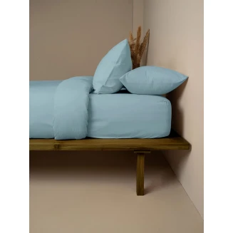 Σετ Σεντόνια Μονό Με Λάστιχο (105x205+30) Sunshine Cotton Feelings 120 Sky Blue