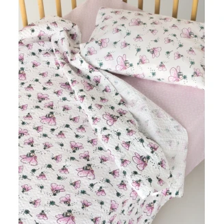 Κουβέρτα Κούνιας 100x140 Βαμβακερή Waffle Kentia Alima White-Pink-Green
