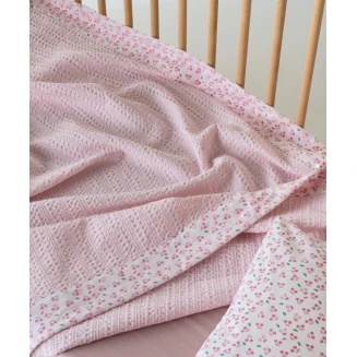 Κουβέρτα Αγκαλιάς 70x100 Με Φάσα Waffle Kentia Cereza White-Baby Pink-Green