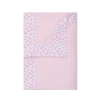Κουβέρτα Αγκαλιάς 70x100 Με Φάσα Waffle Kentia Cereza White-Baby Pink-Green