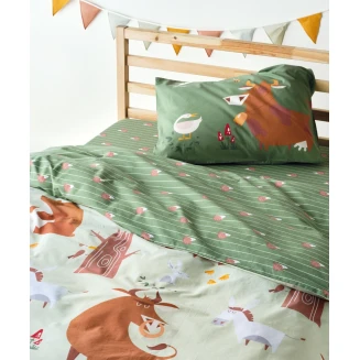 Παπλωματοθήκη Μονή 165x245 Σετ 2 Τεμαχίων Kentia Fang Mint-Green-Brown