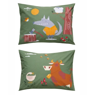 Μαξιλαροθήκες Σετ 2 Τεμαχίων 50x70 Kentia Fang Green-Brown-Yellow-Grey