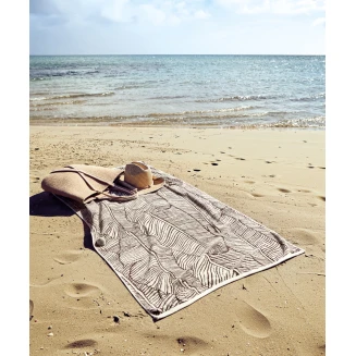 Πετσέτα Θαλάσσης Βελουτέ 80x160 Kentia Lagoon Beige-Brown