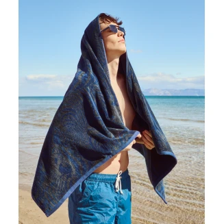 Πετσέτα Θαλάσσης Βελουτέ 80x160 Kentia Noosa Blue-Grey