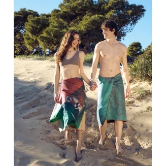 Πετσέτα Θαλάσσης 80x160 Kentia Resort 261 Beige-Green-Teracotta-Brown