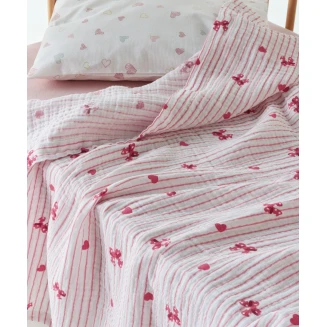 Κουβέρτα Κούνιας 100x140 Kentia Muslin Sassy A Pink-White