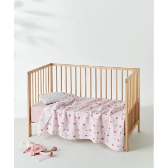 Κουβέρτα Κούνιας 100x140 Kentia Muslin Sassy A Pink-White