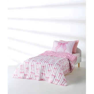 Κουβερτόριο Μονό Σετ 2 Τεμαχίων 160x220 Microfiber Kentia Sassy White-Pink