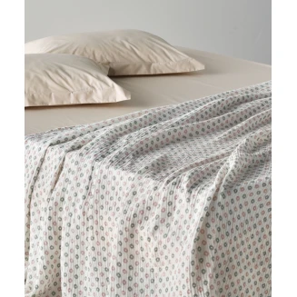 Κουβέρτα Μονή 160x240 Kentia Trubi 14A White-Pink-Green Muslin