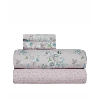 Σεντόνια Σετ Με Λάστιχο King 4 Τεμαχίων 180x200+35 Kentia Vervita 18 Pink-Whte-Green-Blue